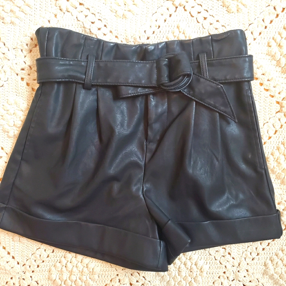 Faux leather shorts